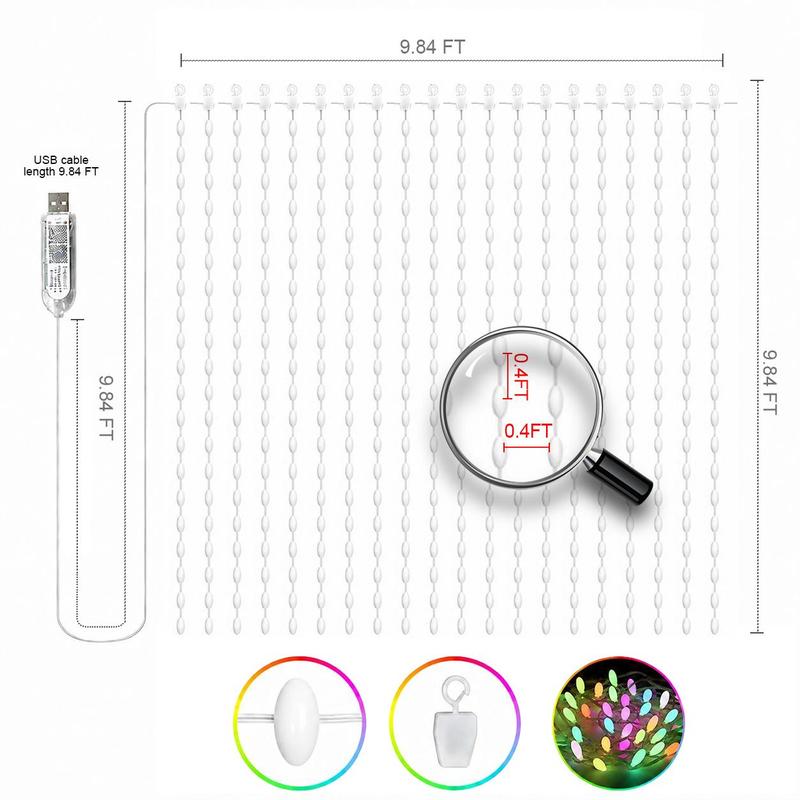 ✨IP65 Waterproof RGBIC Pixel Curtain Lights | App & Music Sync DIY Programmable LED Window Lights