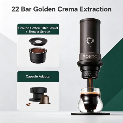 ☕ Wireless Portable Espresso Machine Dual Use for Coffee Pods & Coffee Powder for Camping & Road Trips
