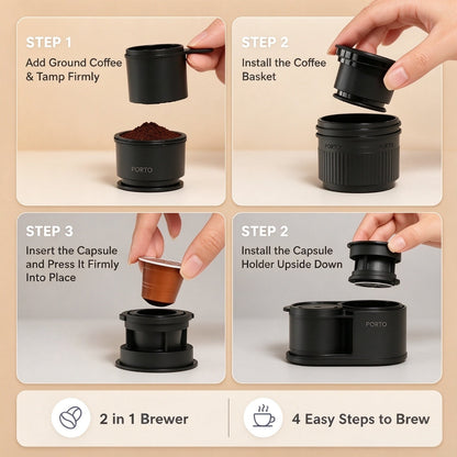 ☕ Wireless Portable Espresso Machine Dual Use for Coffee Pods & Coffee Powder for Camping & Road Trips