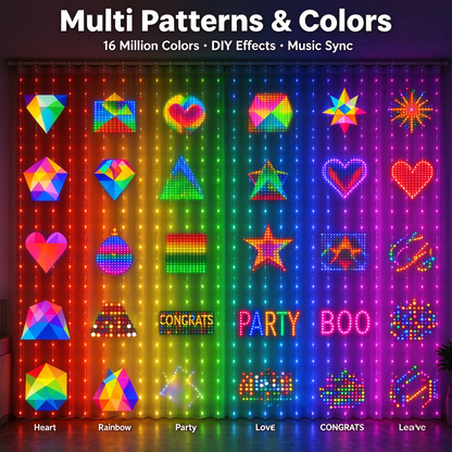 ✨IP65 Waterproof RGBIC Pixel Curtain Lights | App & Music Sync DIY Programmable LED Window Lights